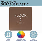 Black ADA Floor 2 Sign with Braille – Made from Durable Acrylic and Ready to Mount
