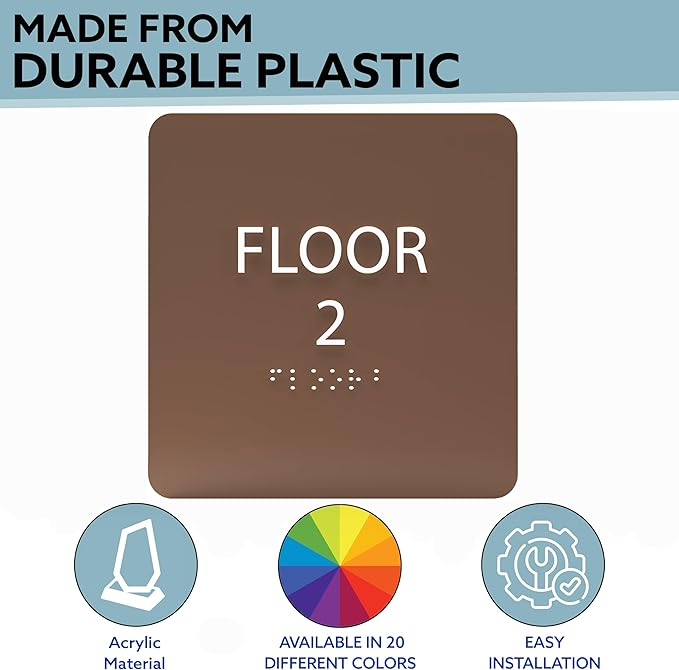 Cold Blue ADA Floor 2 Sign with Braille – Made from Durable Acrylic and Ready to Mount