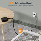 TESSAN Surge Protector Power Strip Black, 5 Ft Flat Plug Extension Cord with 3 USB (1 USB C) 8 Outlets, 900J Surge Protection, 3 Sided Outlet Extender with Power Switch for Office, Dorm Room