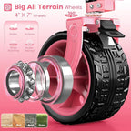 48" L Collapsible Beach Wagon Cart Foldable, 560LB Weight Capacity 300L Heavy Duty Folding Wagons with Big All-Terrain Wheels, Utility Carts for Groceries, Shopping, Camping, Sports - Pink