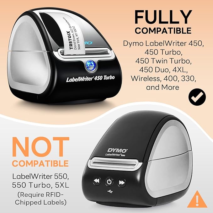 Compatible DYMO 30252 (1-1/8" x 3-1/2") Direct Thermal Address Labels, Replacement for DYMO LabelWriter 450, 4XL, Rollo, Zebra Printers – NOT for 550 & 5XL (24 Rolls / 8400 Labels), TRSTGIX