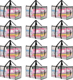 Moving Bags Heavy Duty Extra Large, Alternative for Moving Boxes & Moving Supplies,Clear Storage Bins with Lids, Plastic Packing Tote, Storage Bags for Clothes with Handles & Zippers(Clear, 12 Pack)