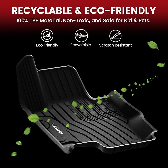 LASFIT Floor Mats for Mercedes Benz GLB 250/35 AMG 2026 2025 2024 2023 2022 2021 2020, All Weather TPE Custom Fit Floor Liners for Mercedes Benz GLB250 & GLB35 AMG 1st & 2nd Car Mats, Black