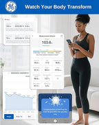 GE Smart Scale for Body Weight and Fat, Digital Bathroom Scales with LED Display BMI Body Fat - Bluetooth 13 Body Composition Monitor for Muscle Mass People with App, Accurate 400lb Weighing