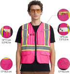 A-KSAFETY High Visibility Safety Vest for Men Women with Pockets and Zipper