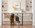 No Pawblems Dog Gate with Cat Door, Free Standing 30'' Tall Foldable Dog Fence for Indoor & Outdoor, Up to 78 Inch Extra Wide Puppy Gate for Stairs, Hallways, Doorways, Deck, Yard (Black, 3 Panels)