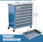 LARBANKE 7-Drawer Rolling Tool Chest with Stainless Steel Countertop,Tool Chest with Secure Locking System,Tool Cabinet with 360°Wheels and Padded Feet,for Home, Garage and Office