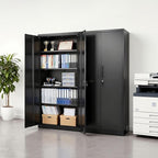 VEVOR Metal Storage Cabinet, Steel Garage Cabinet with Lockable Magnetic Doors and Adjustable Shelves, 2 Keys, 5-Tiers Tall Tool Cabinet Locker for Home, Office, Pantry, Warehouse, Laundry, Black