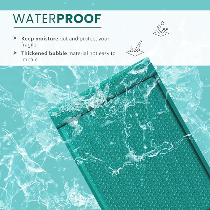 Green Large Poly Bubble Mailers 12x15 inch | Self Seal Padded Envelopes Cushioned Bubble Mailer | Usable Size 12x15 | WaterProof | Lightweight mailing Shipping Bags | 50 Pack Bulk