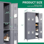 72" Tall Employees Locker with Shelves and Hooks 6 Doors Steel Sports Locker for Office Home Bedroom School Gym Garage, Metal Staff Locker Locking Storage Lockers,Grey