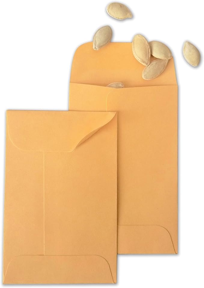 500 PCS #7 Coin Envelopes, 3.5 x 6.5 inches Brown Kraft Envelopes Classic Small Parts Envelopes with Self Adhesive Gummed Flap for Coins, Cash, Credit Cards, Seeds