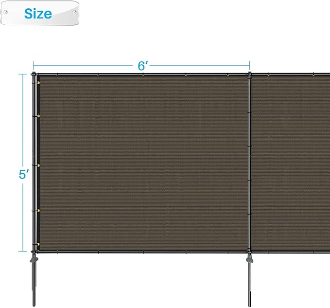 Patio 6' x 22' Outdoor Privacy Screen Freestanding Temporary Fence Panels Net Cover with Metal Poles for Outside Backyard Pool Garden Air Conditioner Fencing, Brown