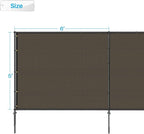 Patio 6' x 87' Outdoor Privacy Screen Freestanding Temporary Fence Panels Net Cover with Metal Poles for Outside Backyard Pool Garden Air Conditioner Fencing, Brown