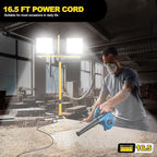21000 Lumen LED Work Light with Stand, 2-Head Adjustable Lights with 16.5FT Extended Cord, IP65 Waterproof Work Lamp for Indoor & Outdoor Job Sites, Workshops, Construction, Garage Lighting