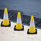 8 Pack 18 Inch Yellow Traffic Cones Black Base Durable, Training Markers for Basketball Drills, School Playground, Field Boundary (8, Yellow, 18 Inch)