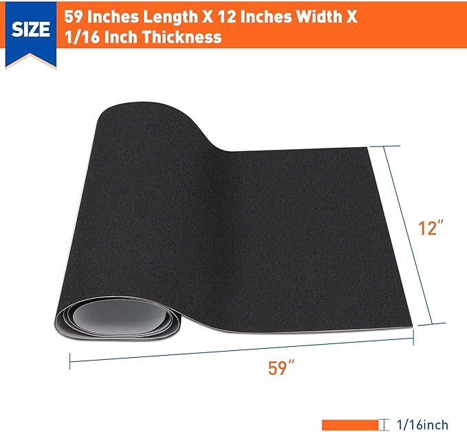 MAGZO Backed Adhesive Foam Padding 1/16" Thick x 12" W x 59" L, Black Thin Neoprene Sheets, Closed Cell Foam Sheet Roll