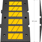 35" inch Width Speed Humps Rubber Speed Bumps for Saftey Combinable High Visibility Durable Ramps, Garage Speed Bump for Asphalt Concrete Gravel Driveway (Middle Part 1 Pack)