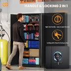 Metal Garage Storage Cabinets with Lock, 72" Tall Tool Cabinet with 2 Door and 5 Adjustable Shelves, Locking Garage Cabinets and Lockable Steel Locker for Home Office Warehouse - (Black-72”H)