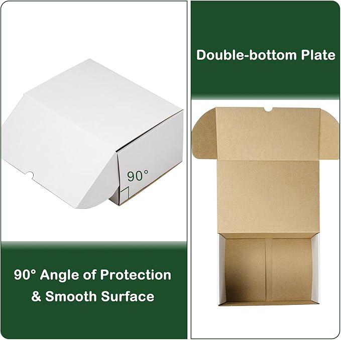 10x7x5 Inches Shipping Boxes Set of 20, White Corrugated Cardboard Box Literature Mailer for Packing Small Business