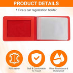 HARFINGTON Car Registration and Insurance Holder PU Leather Vehicle Glove Box Organizer Storage Accessories Car ID Holder with 6 Pockets for License ID Card Bank Card Documents, Red