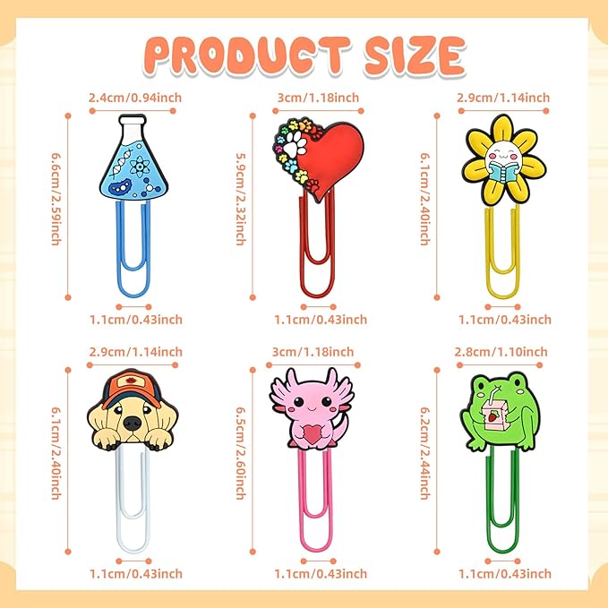 30 PCS Random Paper Clips Metal Paperclip Large Size Paper Clip Cute Bookmark Colorful Office Supplies Bookmark Clamp Desk Accessories Stationery for School Gifts for Christian