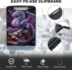 Clipboard with Storage Compartment, 8.5 x 11 Letter Size Side Opening Clip Board with Pen Holder, Hard Portable Clipboard Organizer for Nurse, Teacher, Contractor, Jobsite, Purple Dragon Book