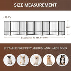 8 Panels Full Metal Freestanding Dog Gates with Door, 160” W x 32” H Folding Pet Gate Fence with Support Feet for Indoor,Stairs, Hallways and Doorways(Black)