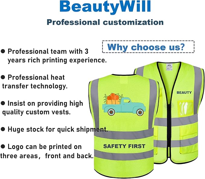10 Pack Mesh Safety Vest Custom Logo High Visibility Reflective Vest with Pockets Security Work Vest（Yellow，XL）