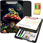 Clipboard with Storage,Office Supplies Nursing Clipboards Folder with Pen Holder Plastic Foldable Clip Board with Storage for Nurse Teacher,Cute Mushroom Frog