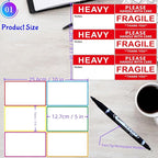 5" x 3" Large Moving Labels for Home Packing Box 6 Color Coded Border Label 162pcs with Writable Notes Areas, Fragile Stickers, Heavy Sticker. Permanent Adhesion