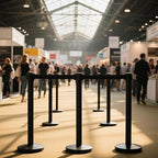 Stanchions with Retractable Belts, 6 Pieces Crowd Control Barrier, Stanchion Posts Set with 6.6 ft/2 m Retractable Belt Barrier Used for Theaters, Parties, Wedding, Exhibition