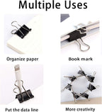 Binder Clips Paper Clamps Assorted Sizes 200 Count (Black), Jumbo, Large, Medium, Small, Mini and Micro,6 Sizes with Box for Office, School and Home