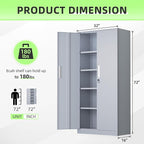 SUNCROWN 72" Metal Storage Cabinet - Heavy-Duty Metal Garage Cabinet with 4 Adjustable Shelves & 2 Doors for Tools, Office, Home, Workshop,Cement Grey-Small