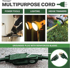 13 Amp Outdoor Extension Cord 20 ft, 16/3 SJTW 20ft Green Extension Cord 3 Prong, Weatherproof for Outdoor Lights, Landscaping & Lawn - US Veteran Owned