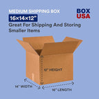 BOX USA Shipping Boxes 16"L x 14"W x 12"H, 25-Pack Medium Corrugated Cardboard Boxes for Shipping, Mailing, Packing, Packaging and Storage