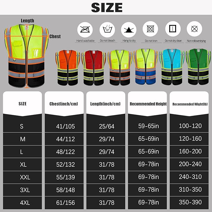 Custom Safety Vest with Logo Pockets High Visibility Reflective Vests Construction Security Workwear