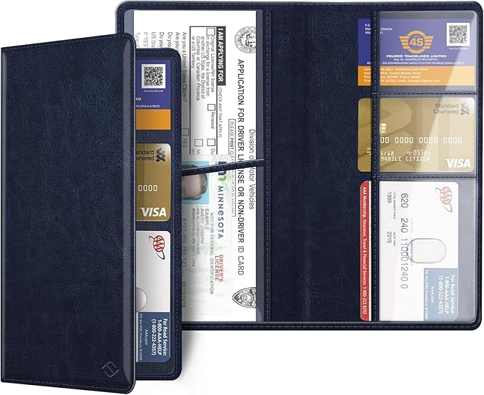 FINPAC Car Registration and Insurance Card Holder, Vehicle Glove Box Card Organizer Wallet Automobile Accessories for License