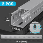 Open Slot Wire Duct Kit, 31.4"(2 x 15.7) Server Rack Cable Management, Cable Management Raceway for Hide Network HDMI VGA Cable, Wiring Raceway Cable Duct, Desk Wire Channel, 2 Pack, Grey