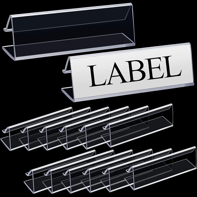 Outus Plastic Label Holder Wire Shelf Label Holder 3 x 0.875 Inches Pockets Shelf Price Tag Holders for Supermarket Library Kitchen Bookshelf Storage Bins(30 Pieces)