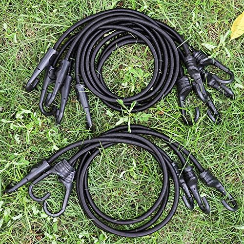 ZHOUBIN 72 Inch Black Bungee Cords with Hooks Heavy Duty, 1 Pcs