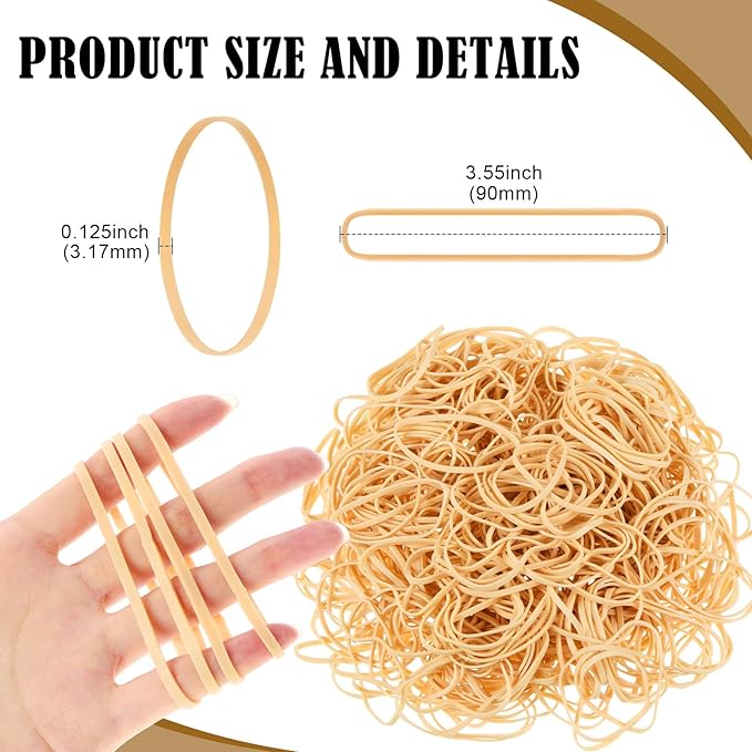 Marspark 6000 Pcs Size 33 Rubber Bands Bulk 10 lb Beige Soft Strong Elastic Rubber Bands for Office Supplies Trash Cans File Folders