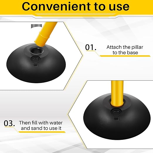 Amylove Plastic Stanchion Post Set, Traffic Warning Line Stanchion Crowd Control Safety Barriers Driveway Barrier with 5 Chains and 10 S Hooks for Outdoor Indoor Parking (Yellow,6 Pcs)