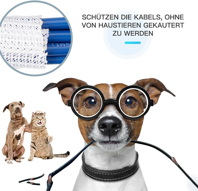 AGPTEK Cable Sleeve Cover, 20ft - 4/5 inch Desk Cord Organizer Cable Hider, Home Office Wire Management Computer TV Wire Loom Tubing, Pet Proof Cord Protector, from Cat Dog Chewing, White