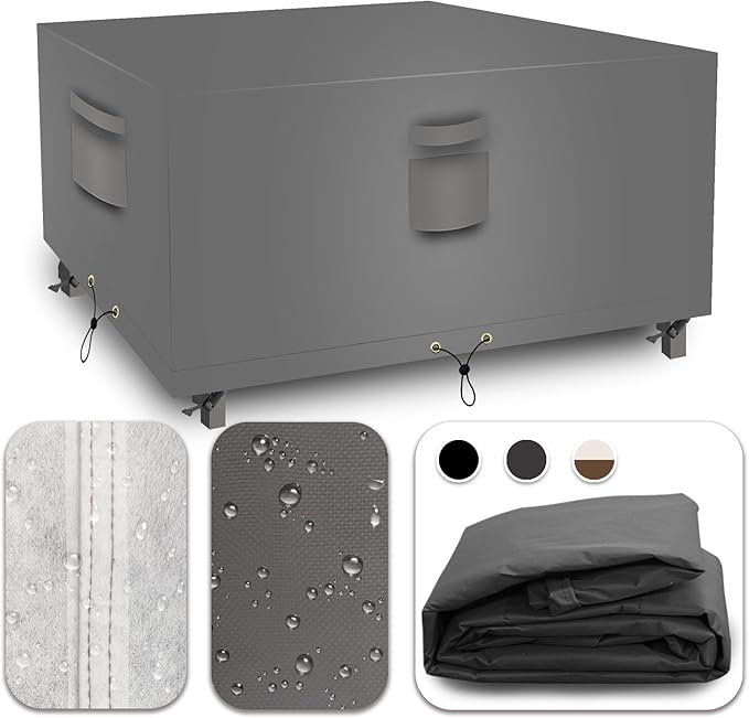 Heavy Duty Patio Furniture Covers Waterproof, 600D Outdoor Furniture Cover Waterproof for Sectional Sofa Couch, Outdoor Dining Table and Chair Set Covers 106''L x 106''W x 32''H, Grey