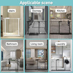 WAOWAO Baby Gate 33.86-38.55" Extra Wide Pressure Mounted Walk Through Swing Auto Close Safety White Metal Toddler Kids Child Dog Pet Puppy for Stairs,Doorways,Kitchen