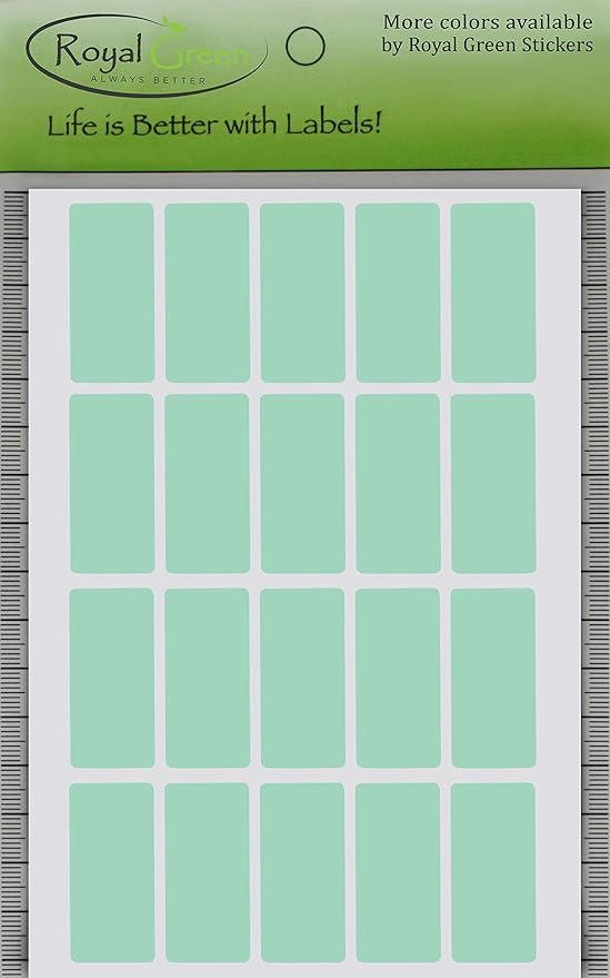Royal Green Rectangle Shape Sticker Cable Labels 1.57 inch x 0.75 inch Pastel Green (40mm x 19mm) - 1000 Pack
