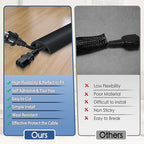 Floor Cord Cover for Wires on Floor Self Adhesive Cord Hider Floor Cable Management Wire Covers for Cords Protector Prevent Cable Trips Cord Cavity W 0.51" x H 0.31", Black, 20Ft
