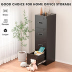 INTERGREAT 4 Drawer Vertical File Cabinet, Black Metal Filing Cabinet with Lock, Tall Lockable Cabinets with 4 Adjustable Hanging Frame for Home Office, Letter/Legal/F4/A4 Size