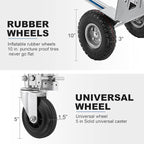 3 in 1 Convertible Hand Truck Dolly, Heavy-Duty Aluminum Hand Truck, 1000 lb Platform / 660 lb Upright Capacity Utility Cart with 10″ Pneumatic Wheels for Warehouse, Factory, Construction