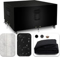 Square Heavy Duty Patio Table Covers Waterproof, 600D Outdoor Dining Table and Chair Set Covers, Outdoor Furniture Cover Waterproof for Sectional Sofa Couch 106''L x 106''W x 32''H, Black